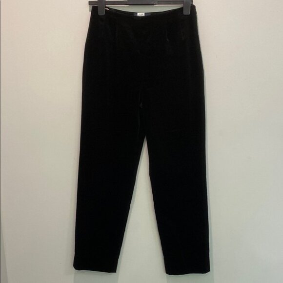 Piazza Sempione Black Velour Pants High Rise Straight Leg size large - Picture 1 of 11